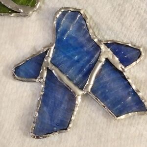 Blue and Silver Stained Glass Pendant